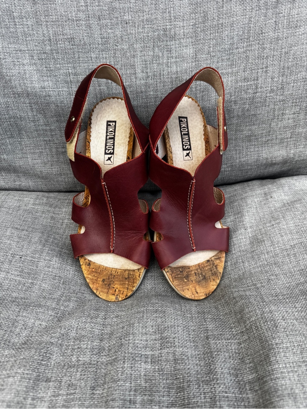 Pikolinos Red Leather Cork Wedge Slingback Sandals EU 36 / US 5.5-6